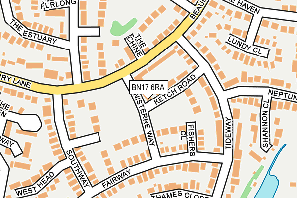 BN17 6RA map - OS OpenMap – Local (Ordnance Survey) BN17 6RA map - OS OpenMap – Local (Ordnance Survey)