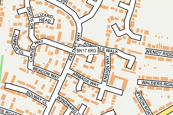 BN17 6RG map - OS OpenMap – Local (Ordnance Survey) BN17 6RG map - OS OpenMap – Local (Ordnance Survey)
