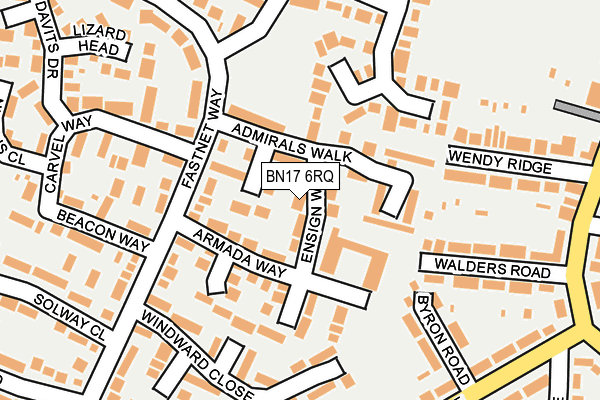 BN17 6RQ map - OS OpenMap – Local (Ordnance Survey) BN17 6RQ map - OS OpenMap – Local (Ordnance Survey)
