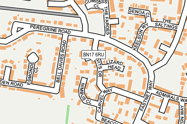 BN17 6RU map - OS OpenMap – Local (Ordnance Survey) BN17 6RU map - OS OpenMap – Local (Ordnance Survey)