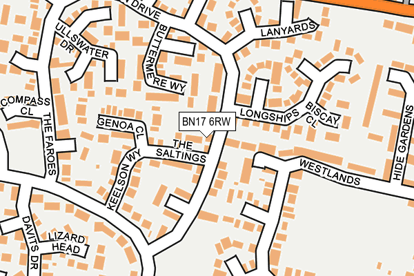 BN17 6RW map - OS OpenMap – Local (Ordnance Survey) BN17 6RW map - OS OpenMap – Local (Ordnance Survey)