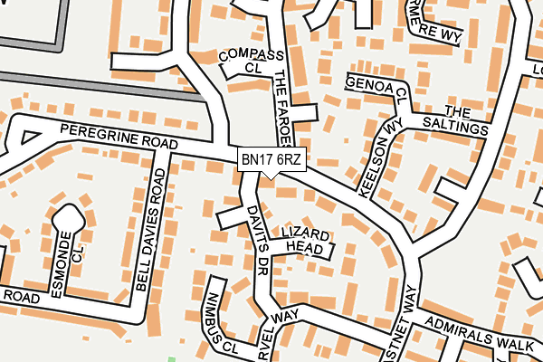 BN17 6RZ map - OS OpenMap – Local (Ordnance Survey) BN17 6RZ map - OS OpenMap – Local (Ordnance Survey)