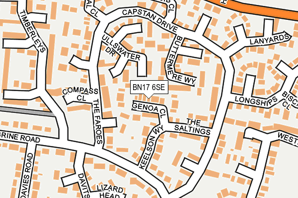 BN17 6SE map - OS OpenMap – Local (Ordnance Survey) BN17 6SE map - OS OpenMap – Local (Ordnance Survey)
