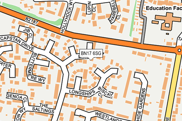 BN17 6SG map - OS OpenMap – Local (Ordnance Survey) BN17 6SG map - OS OpenMap – Local (Ordnance Survey)