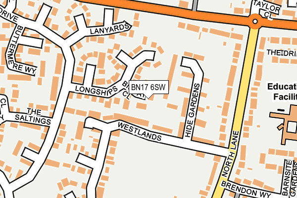 BN17 6SW map - OS OpenMap – Local (Ordnance Survey) BN17 6SW map - OS OpenMap – Local (Ordnance Survey)
