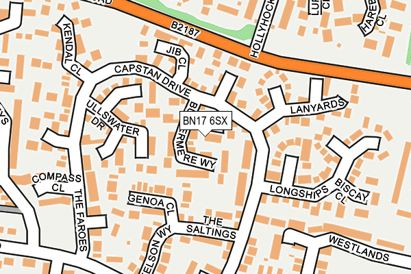BN17 6SX map - OS OpenMap – Local (Ordnance Survey) BN17 6SX map - OS OpenMap – Local (Ordnance Survey)