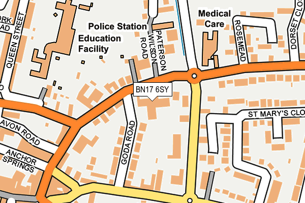 BN17 6SY map - OS OpenMap – Local (Ordnance Survey) BN17 6SY map - OS OpenMap – Local (Ordnance Survey)
