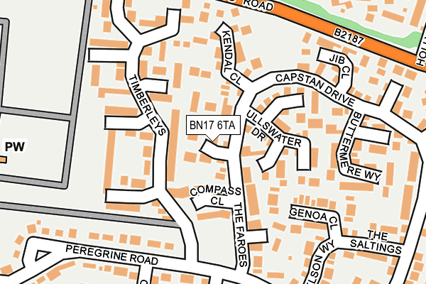BN17 6TA map - OS OpenMap – Local (Ordnance Survey) BN17 6TA map - OS OpenMap – Local (Ordnance Survey)