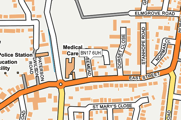 BN17 6UH map - OS OpenMap – Local (Ordnance Survey) BN17 6UH map - OS OpenMap – Local (Ordnance Survey)