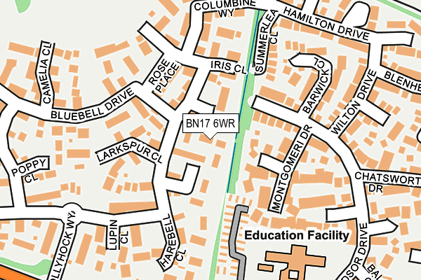 BN17 6WR map - OS OpenMap – Local (Ordnance Survey)