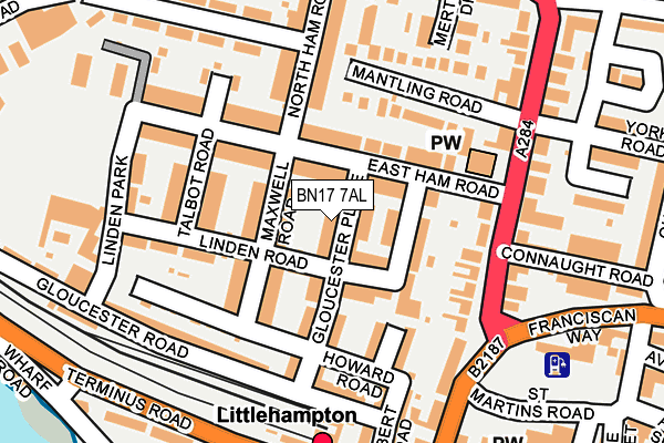 BN17 7AL map - OS OpenMap – Local (Ordnance Survey) BN17 7AL map - OS OpenMap – Local (Ordnance Survey)