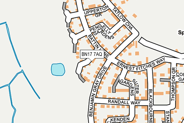 BN17 7AQ map - OS OpenMap – Local (Ordnance Survey) BN17 7AQ map - OS OpenMap – Local (Ordnance Survey)