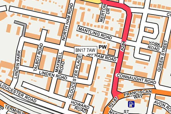 BN17 7AW map - OS OpenMap – Local (Ordnance Survey) BN17 7AW map - OS OpenMap – Local (Ordnance Survey)