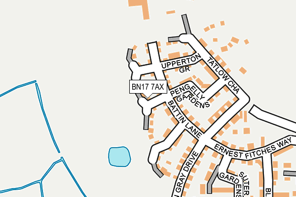 BN17 7AX map - OS OpenMap – Local (Ordnance Survey) BN17 7AX map - OS OpenMap – Local (Ordnance Survey)