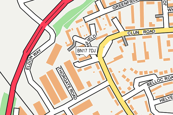 BN17 7DJ map - OS OpenMap – Local (Ordnance Survey) BN17 7DJ map - OS OpenMap – Local (Ordnance Survey)