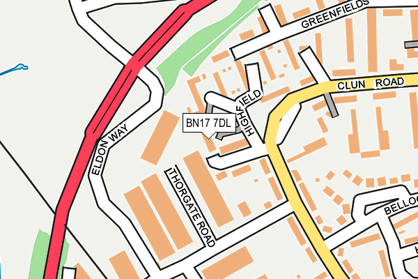 BN17 7DL map - OS OpenMap – Local (Ordnance Survey) BN17 7DL map - OS OpenMap – Local (Ordnance Survey)