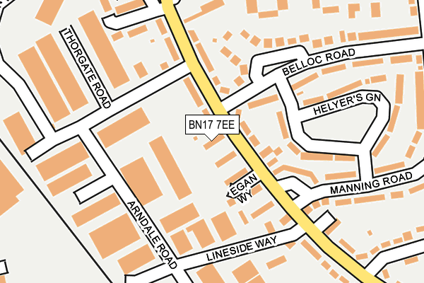 BN17 7EE map - OS OpenMap – Local (Ordnance Survey) BN17 7EE map - OS OpenMap – Local (Ordnance Survey)