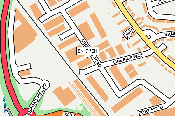BN17 7EH map - OS OpenMap – Local (Ordnance Survey) BN17 7EH map - OS OpenMap – Local (Ordnance Survey)