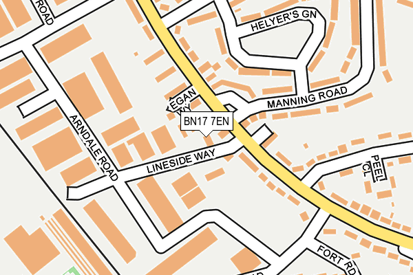 BN17 7EN map - OS OpenMap – Local (Ordnance Survey) BN17 7EN map - OS OpenMap – Local (Ordnance Survey)