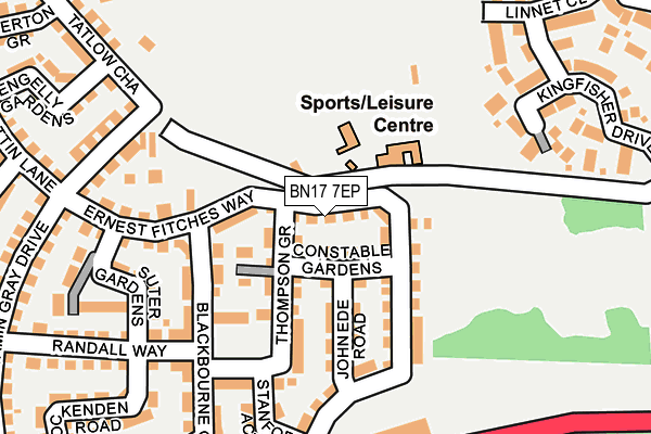 BN17 7EP map - OS OpenMap – Local (Ordnance Survey) BN17 7EP map - OS OpenMap – Local (Ordnance Survey)