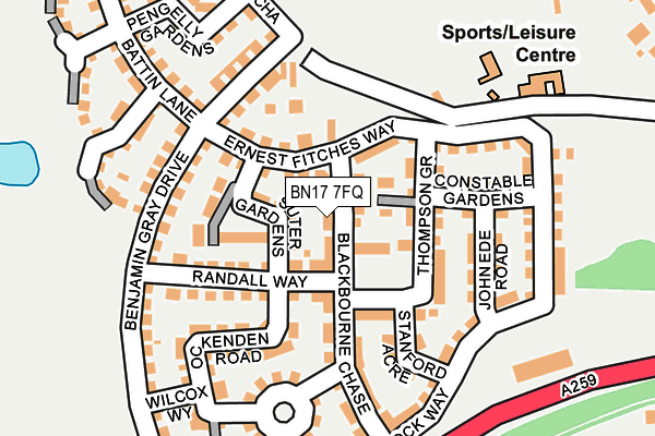 BN17 7FQ map - OS OpenMap – Local (Ordnance Survey) BN17 7FQ map - OS OpenMap – Local (Ordnance Survey)