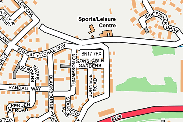 BN17 7FX map - OS OpenMap – Local (Ordnance Survey) BN17 7FX map - OS OpenMap – Local (Ordnance Survey)