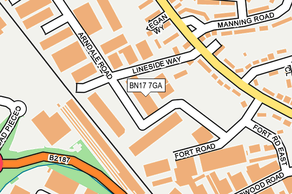 BN17 7GA map - OS OpenMap – Local (Ordnance Survey) BN17 7GA map - OS OpenMap – Local (Ordnance Survey)