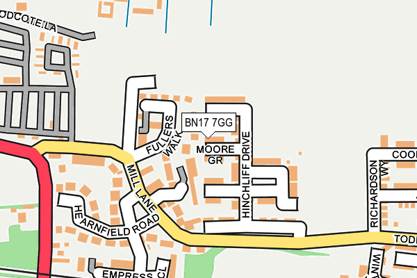 BN17 7GG map - OS OpenMap – Local (Ordnance Survey) BN17 7GG map - OS OpenMap – Local (Ordnance Survey)