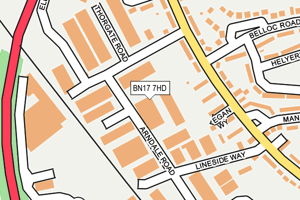 BN17 7HD map - OS OpenMap – Local (Ordnance Survey) BN17 7HD map - OS OpenMap – Local (Ordnance Survey)