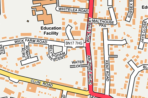 BN17 7HG map - OS OpenMap – Local (Ordnance Survey)