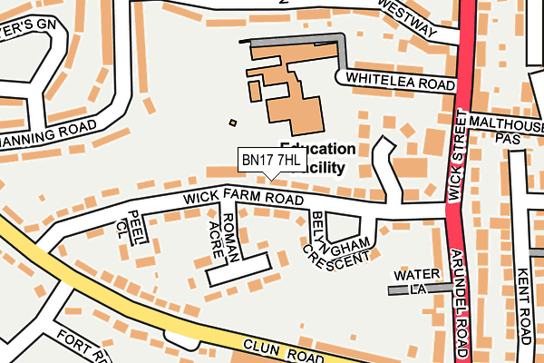 BN17 7HL map - OS OpenMap – Local (Ordnance Survey) BN17 7HL map - OS OpenMap – Local (Ordnance Survey)
