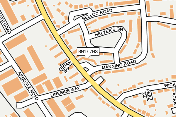 BN17 7HS map - OS OpenMap – Local (Ordnance Survey) BN17 7HS map - OS OpenMap – Local (Ordnance Survey)