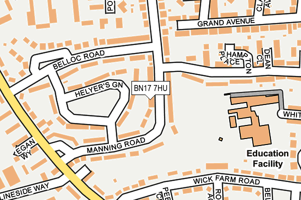 BN17 7HU map - OS OpenMap – Local (Ordnance Survey) BN17 7HU map - OS OpenMap – Local (Ordnance Survey)