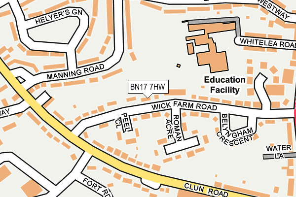 BN17 7HW map - OS OpenMap – Local (Ordnance Survey)