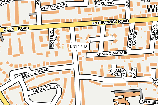 BN17 7HX map - OS OpenMap – Local (Ordnance Survey) BN17 7HX map - OS OpenMap – Local (Ordnance Survey)