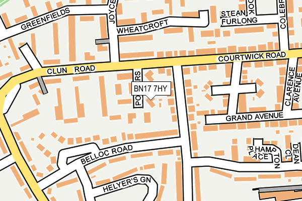 BN17 7HY map - OS OpenMap – Local (Ordnance Survey) BN17 7HY map - OS OpenMap – Local (Ordnance Survey)