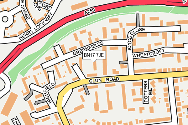 BN17 7JE map - OS OpenMap – Local (Ordnance Survey) BN17 7JE map - OS OpenMap – Local (Ordnance Survey)