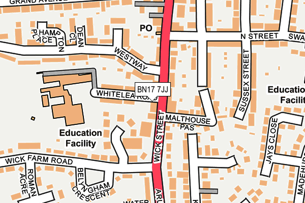 BN17 7JJ map - OS OpenMap – Local (Ordnance Survey) BN17 7JJ map - OS OpenMap – Local (Ordnance Survey)