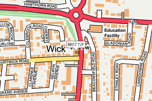 BN17 7JY map - OS OpenMap – Local (Ordnance Survey) BN17 7JY map - OS OpenMap – Local (Ordnance Survey)