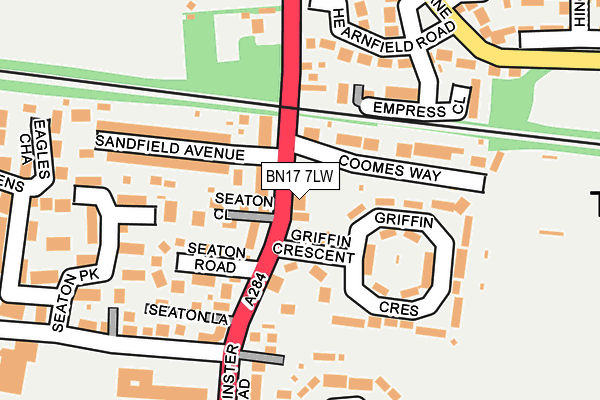 BN17 7LW map - OS OpenMap – Local (Ordnance Survey) BN17 7LW map - OS OpenMap – Local (Ordnance Survey)