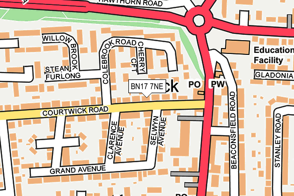 BN17 7NE map - OS OpenMap – Local (Ordnance Survey) BN17 7NE map - OS OpenMap – Local (Ordnance Survey)