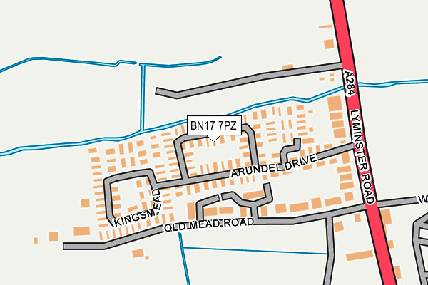BN17 7PZ map - OS OpenMap – Local (Ordnance Survey) BN17 7PZ map - OS OpenMap – Local (Ordnance Survey)