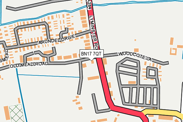 BN17 7QT map - OS OpenMap – Local (Ordnance Survey) BN17 7QT map - OS OpenMap – Local (Ordnance Survey)