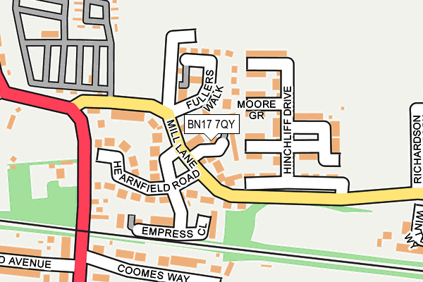BN17 7QY map - OS OpenMap – Local (Ordnance Survey) BN17 7QY map - OS OpenMap – Local (Ordnance Survey)