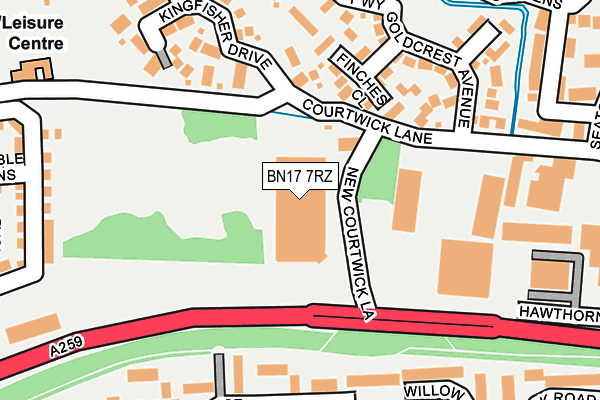 BN17 7RZ map - OS OpenMap – Local (Ordnance Survey) BN17 7RZ map - OS OpenMap – Local (Ordnance Survey)