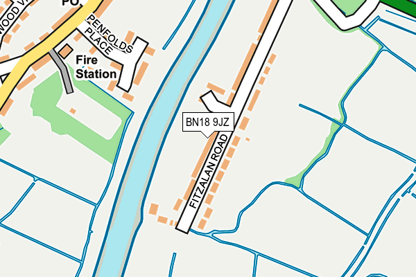 BN18 9JZ map - OS OpenMap – Local (Ordnance Survey)