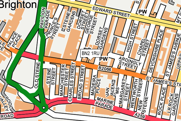BN2 1RU map - OS OpenMap – Local (Ordnance Survey) BN2 1RU map - OS OpenMap – Local (Ordnance Survey)