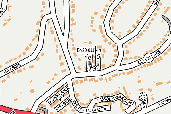 BN20 0JJ map - OS OpenMap – Local (Ordnance Survey)