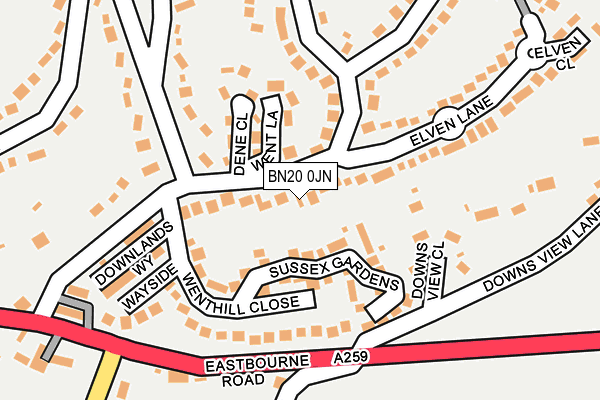 BN20 0JN map - OS OpenMap – Local (Ordnance Survey)