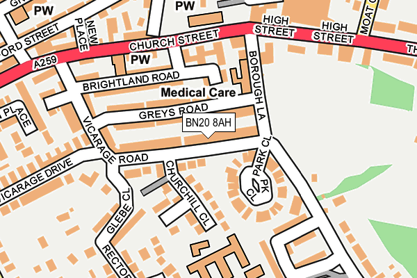 BN20 8AH map - OS OpenMap – Local (Ordnance Survey) BN20 8AH map - OS OpenMap – Local (Ordnance Survey)